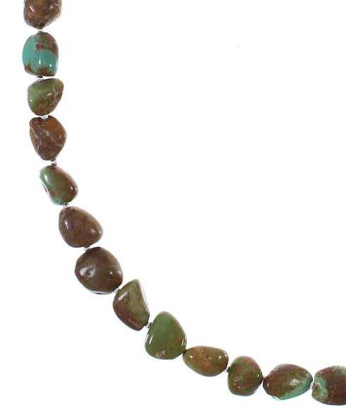 Navajo Indian Sterling Silver And Kingman Turquoise Bead Necklace AX85092
